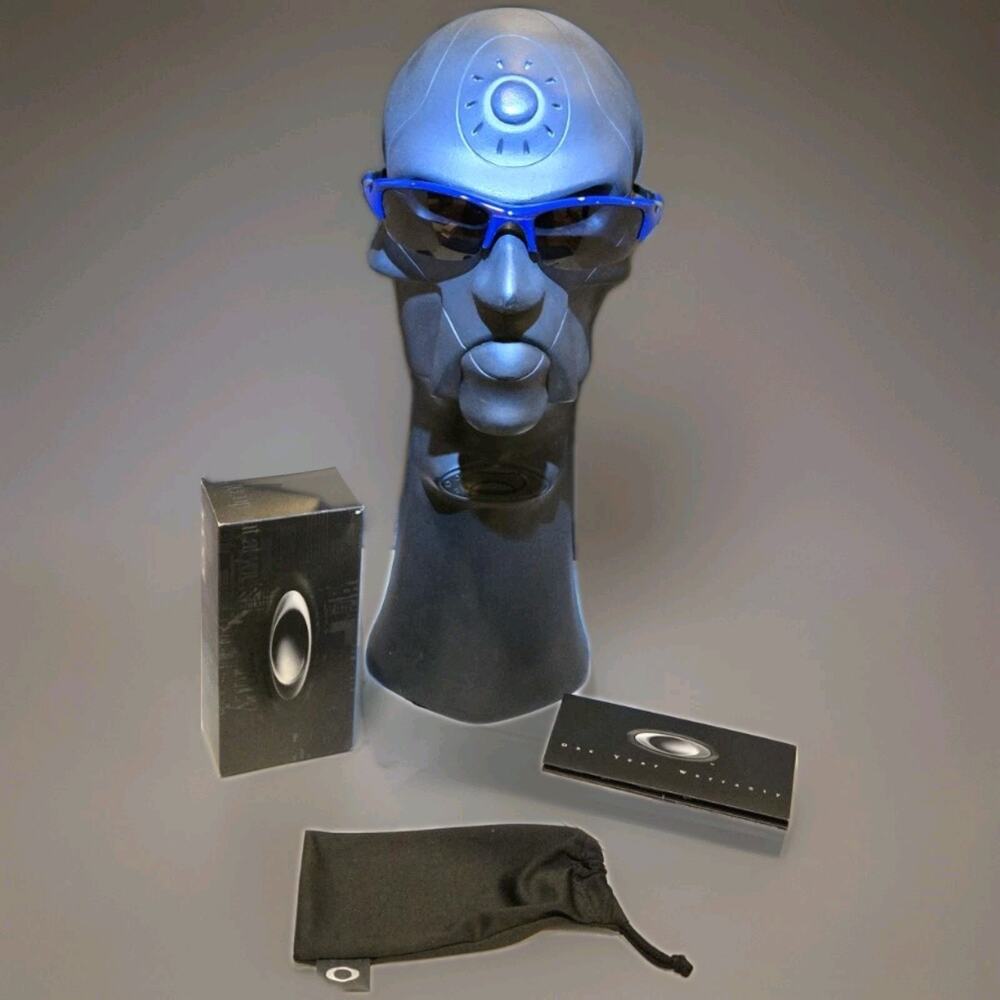 NEW Oakley Flak Jacket MHP Blue Frame Grey Lens Y2K Vintage Sunglasses AUTHENTIC